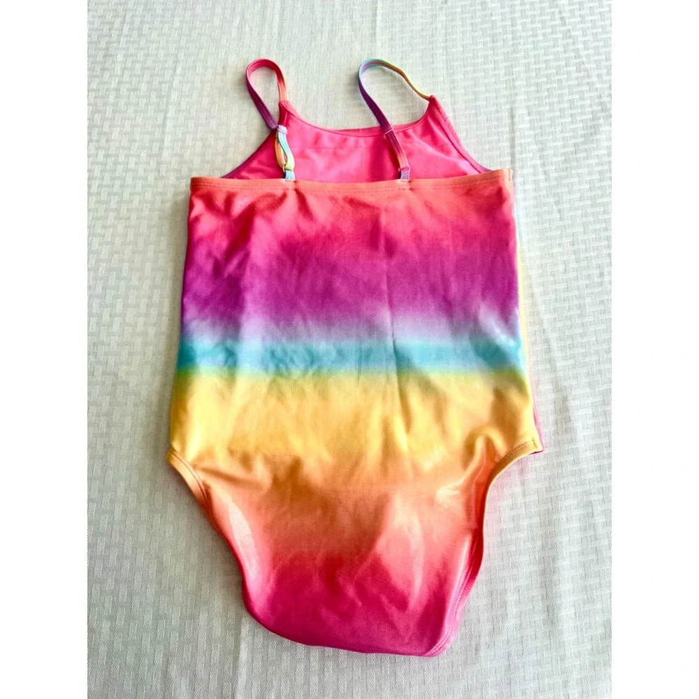 Sugar & Jade Girls Rainbow Ombre Metallic Shimmer One Piece Swimsuit Size 12/14